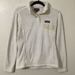 Patagonia Snap T Re-Tool Polartec Fleece Cream Off White Pullover Jacket Small